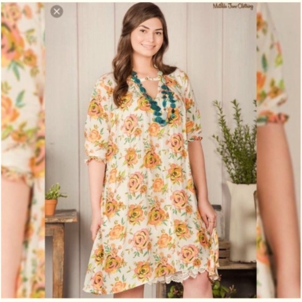 Matilda Jane Orange Yellow Puff Sleeve Sundress